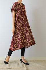 スキッパー襟花柄フレアワンピース