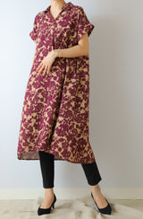 スキッパー襟花柄フレアワンピース