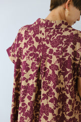 スキッパー襟花柄フレアワンピース