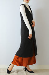 Vネックロングベスト