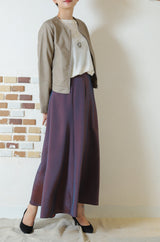 シャンブレーマキシフレアスカート