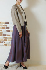 シャンブレーマキシフレアスカート