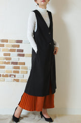 Vネックロングベスト