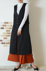 Vネックロングベスト