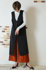 Vネックロングベスト