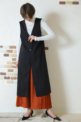 Vネックロングベスト