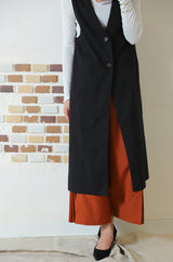 Vネックロングベスト