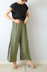 サイドプリーツワイドパンツ