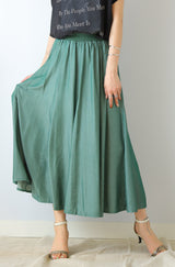 リブ切替フレアスカート