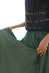 リブ切替フレアスカート