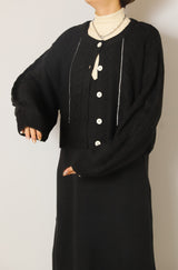 ケーブルカーディガン+ワンピースセット