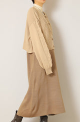 ケーブルカーディガン+ワンピースセット