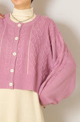 ケーブルカーディガン+ワンピースセット