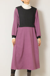 ケーブル異素材切替ワンピース