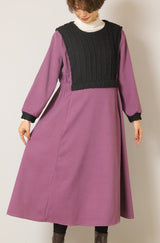 ケーブル異素材切替ワンピース