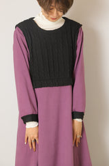 ケーブル異素材切替ワンピース