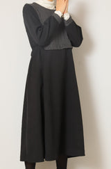 ケーブル異素材切替ワンピース