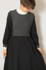 ケーブル異素材切替ワンピース
