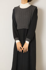 ケーブル異素材切替ワンピース