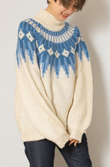 ノルディック柄ハイネックプルオーバー