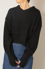 セーラーカラーショートニットプルオーバー