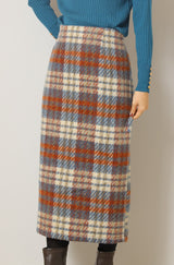 大判チェック柄タイトスカート