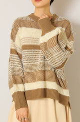 シャギーツイード風ニットプルオーバー