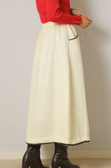 レザーパイピングツイードスカート