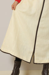 レザーパイピングツイードスカート