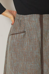 レザーパイピングツイードスカート