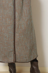 レザーパイピングツイードスカート