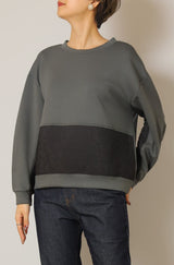 ジャージー×キルティングプルオーバー