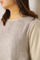 ツイード切替アシメフリルプルオーバー