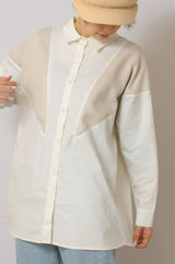 ヘリンボーン切替シャツチュニック