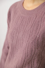 透かし柄ラメチュニックニット