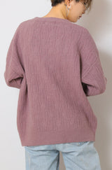 透かし柄ラメチュニックニット