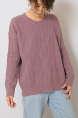 透かし柄ラメチュニックニット