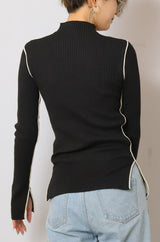 バイカラーパイピングリブニット