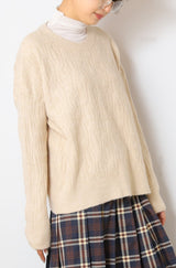 透かし柄ラメチュニックニット