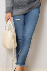 ダメージデニムスキニーパンツ