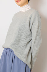 透かし柄ラメチュニックニット