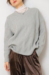 透かし柄ラメチュニックニット