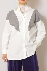 ヘリンボーン切替シャツチュニック