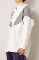 ヘリンボーン切替シャツチュニック