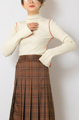 バイカラーパイピングリブニット