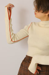 バイカラーパイピングリブニット