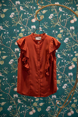 フリルショルダーブラウス