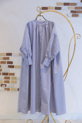 ギャザーワンピース(ストライプ)