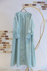 ギャザーワンピース(ストライプ)