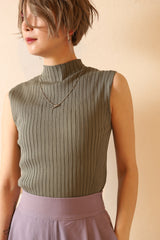 ワイドリブノースリニット